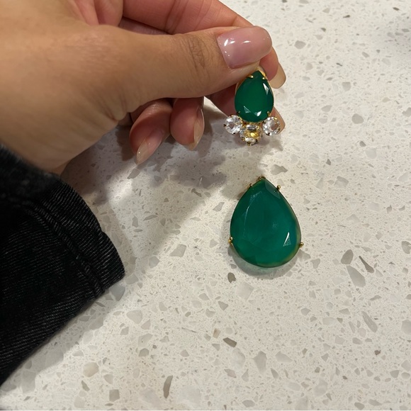 Green onyx Angelina Jolie style statement earrings - Picture 11 of 12